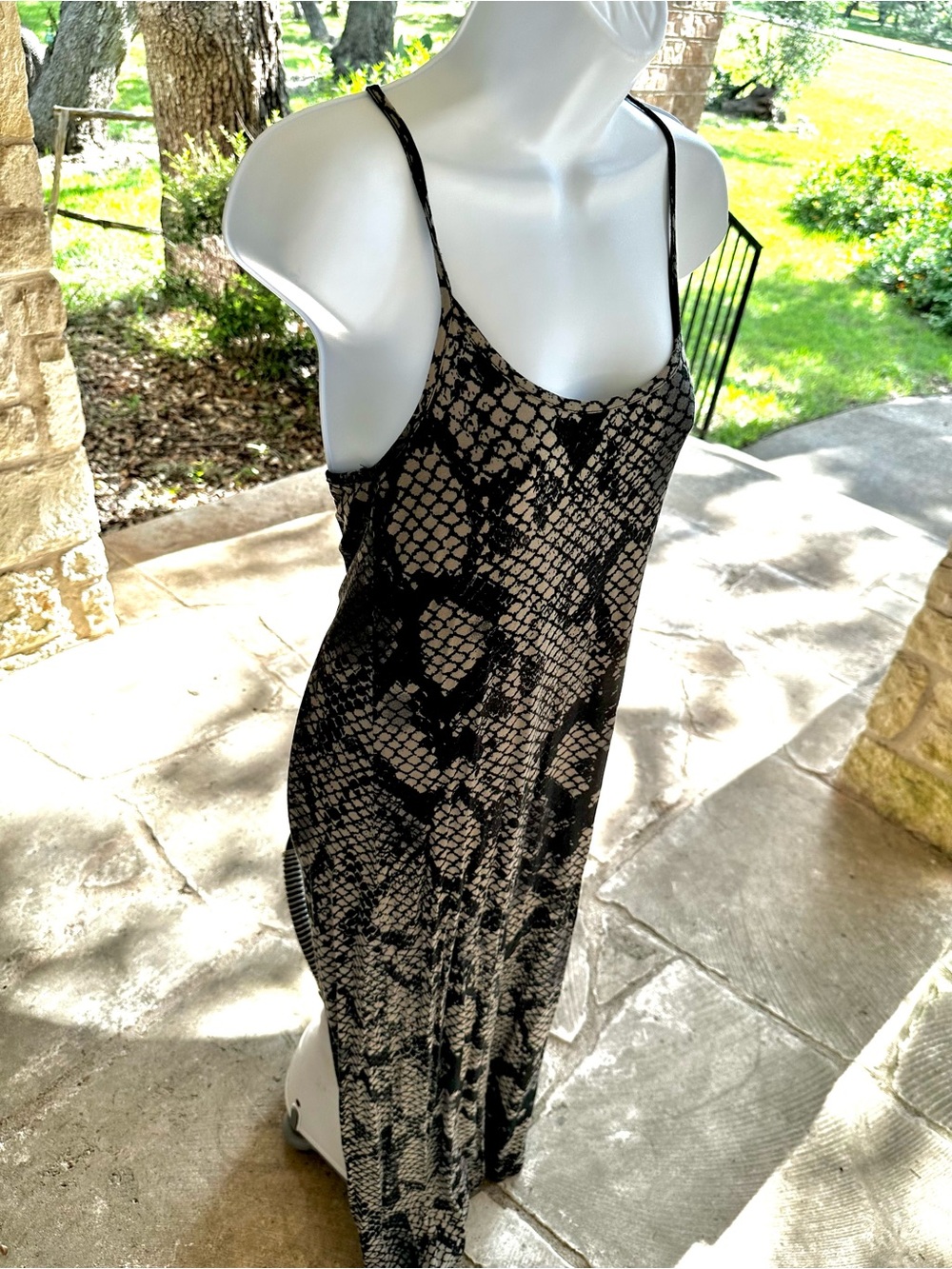 Topshop Black and Tan Snakeskin Sexy Maxi Dress